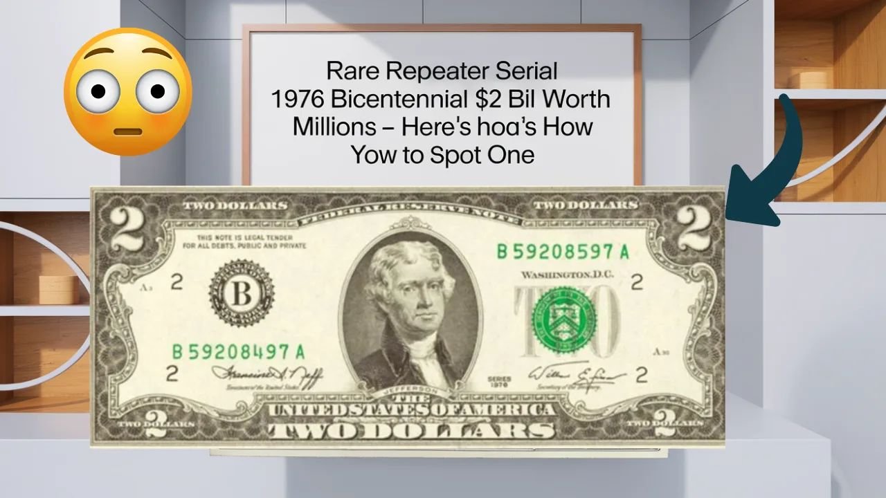 Rare Repeater Serial Bicentennial $2 Bill
